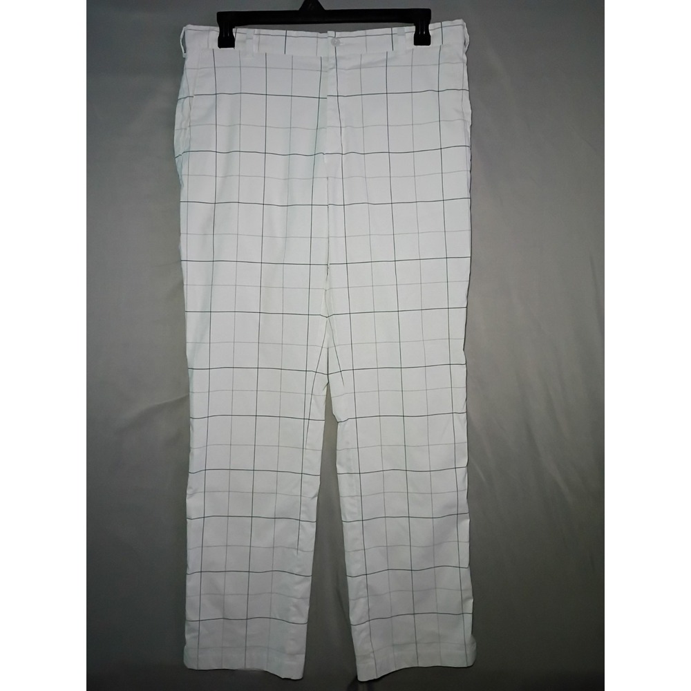 Nike Golf Dri Fit Mens 36x34 White Window Pane Plaid Tour Performance Pants